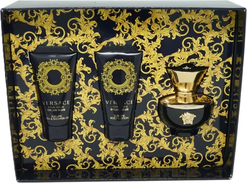 Versace Pour Femme Dylan Blue Set - Elegantes Duftset für Damen - Damendüfte: Versace Dylan Blue Pour Femme Set mit Eau de Parfum, Duschgel und Körperlotion – Frischer, blumig-holziger Duft, ideal für besondere Anlässe und tägliche Pflege.