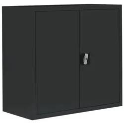 Stahl-Aktenschrank Metallschrank abschließbar Schwarz 750 x 800 x 383 mm - Büroschrank aus robustem Stahl mit abschließbarem Zylinderschloss. Ideal zur sicheren Aufbewahrung von Akten und Werkzeug, flexibel einsetzbar mit höhenverstellbaren Einlegeböden.