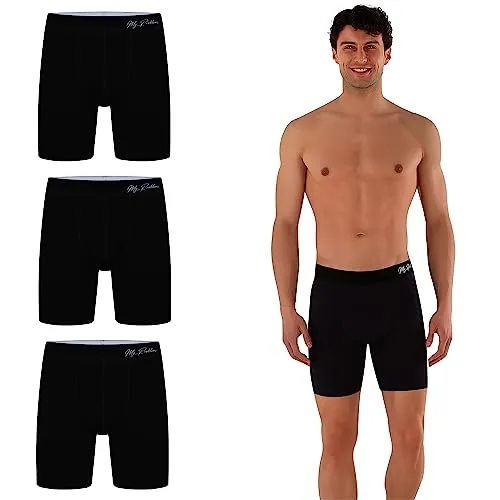 Myproblems Langes Bein Baumwolle Boxershorts Unterwäsche Herren S-XXL Männer Unterhosen verlängertes Hosenbein nachhaltig ohne kratzenden Zettel (3, 3XL) (as3, Alpha, xx_l, Regular, Regular, Schwarz)