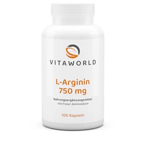 3er Pack Vita World L-Arginin 750mg 300 Kapseln Apotheker-Herstellung 2250mg Tagesdosis 100% natürlich (Fermentation) hoher Reinheitsgrad basisch