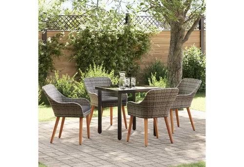 furnicato Garten-Essgruppe 80x80 cm für 4 Personen – Elegantes Set in Grau - Verwandle deinen Außenbereich mit der stilvollen Garten-Essgruppe in eine moderne Wohlfühloase. Hergestellt aus langlebigem Hohlrattan, bietet sie hohen Komfort und ist ideal für gesellige Brunchs oder Abendessen.