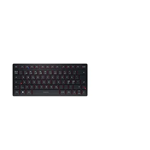 CHERRY KW 9200 MINI - Kompakte Multi-Device-Tastatur für bis zu 4 Geräte, Bluetooth und 2,4 GHz, ideal für mobiles Arbeiten und häufige Arbeitsplatzwechsel