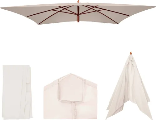 Mendler Ersatz-Bezug für Holz-Sonnenschirm Florida 2x3m - Creme - Sonnenschirmbezug mit UV-Schutz 50 und Wasser- sowie schmutzabweisendem Stoff, ideal für entspannte Stunden im Garten.