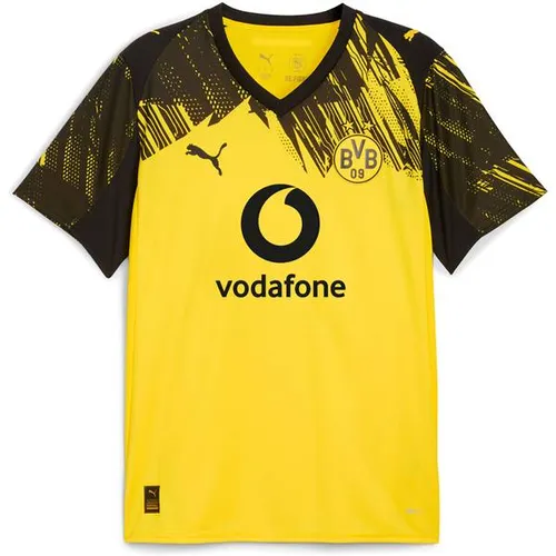 PUMA Borussia Dortmund 25/26 Heimtrikot Herren - Fußball-Fanartikel für echte BVB-Anhänger, aus 100% Polyester, mit klassischem gelben Design und verzerrter schwarzer Grafik für Stadionfeeling pur.