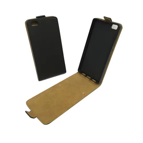 Huawei P8 Lite Handy Tasche Flip Case Cover Schutz Hülle Etui Wallet Schwarz Neu