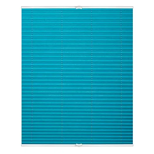 Lichtblick Plissee Klemmfix, Blau, 60x210 cm - Ohne Bohren - Sonnenschutz-Plissees, einfache Montage ohne Bohren mit verstellbaren Klemmträgern, lichtdurchlässig und blickdicht für optimalen Sichtschutz.