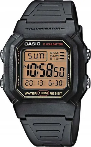 Casio W-800HG-9AVDF Herrenuhr - Digitaluhr mit Quarzmechanismus, 10-Jahres-Batterie und Multifunktionsalarm für jeden Anlass. Ideal für Allergiker und wasserfest bis 10 BAR.