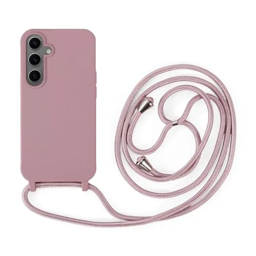 Handykette Kompatibel mit Samsung Galaxy S24 | Necklace Hülle mit Band, Handyhülle zum Umhängen | Case mit Handykordel, Stoßfeste Schutzhülle zum Umhängen Kordel | Rosa