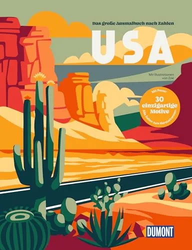 USA - Das große Ausmalbuch nach Zahlen (DUMONT Geschenkbuch)