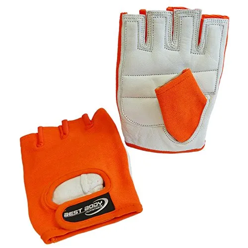 Best Body Nutrition Power Handschuhe, orange – Größe M – Fitness Handschuhe mit komfortablem, gepolstertem Innenhandleder – Atmungsaktiv – Nylon Handrücken, für Training, Gym, Gewichtheben