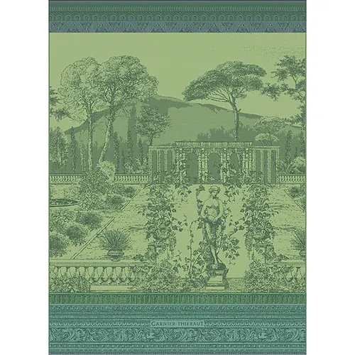 Garnier Thiebaut Geschirrtuch - Jardin Spirituel Vert - Mediterranes Geschirrtuch aus 100% Baumwolle, 56x77 cm, in bunten Farben, ideal für eine stilvolle Küche.