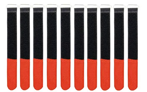 Infitronic INPKB1616ROT - 10 x Klett-Kabelbinder mit Metall-Öse Klett/Flausch auf UNTERSCHIEDLICHEN Seiten (16 x 160 mm Rot)