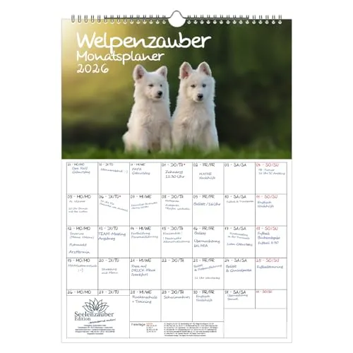 Welpenzauber Planer DIN A3 Kalender für 2026 Hunde Welpen - Seelenzauber