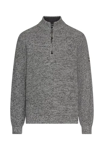 camel active Herren Strick-Troyer Schwarz - Pullover für Herren mit melierter Struktur, komfortablem Zipperkragen und Regular Fit für optimalen Tragekomfort. Ideal für stilvolle Freizeitlooks.