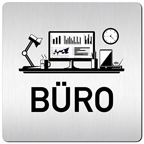 Türschilder24 XXL Schild - Türschild (B) • 125 x 125 mm • Büro • 1,5 mm Aluminium Vollmaterial • 100% Made in Germany (Büro Pikto 002)