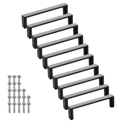 SOTECH 10 Stück Möbelgriffe BLACKLINE XI BA 96 mm schwarz matt (Länge 103 mm, Breite 12 mm, Höhe 27 mm) Alu Schubladengriffe