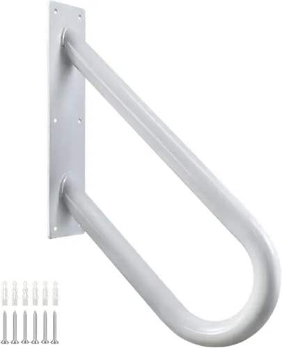 YEOOE Wandhalterung Handlauf Treppe, U-förmiger Handgeländer für 1 bis 2 Stufen, Treppengeländer für Garten, Garage, Toilette, Veranda, Innen und Außen (46 cm, Weiß)