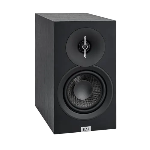 ELAC Debut 3.0 DB53-BK Regal-Lautsprecher, Aramidfaser, Bassreflex, 2,5 cm Aluminium-Kuppelhochtöner und 13,3 cm Aramidfaser-Tieftöner, 1 Paar, Schwarz