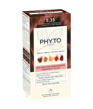 Phyto Color Haarfarbe ohne Ammoniak 5.35 Chocolate light Brown - Permanente Haarfarbe für Damen, die graue Haare kaschiert und für langanhaltende, intensive Farben sorgt. Ohne Ammoniak, für strahlenden Glanz und gepflegte Haare.