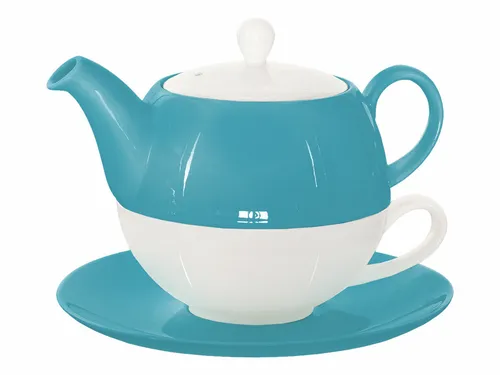 Buchensee Tea for one / Teeset Lena, Teekanne 500ml in türkis aus Porzellan