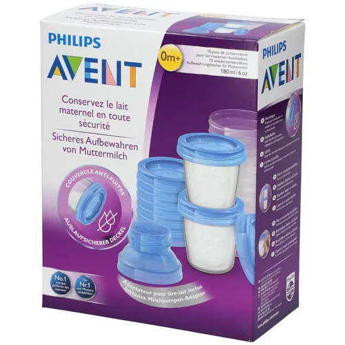 Philips Avent 10 Plastikbehälter zur Aufbewahrung von Muttermilch