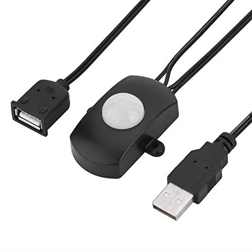 Yunir LED-Infrarot-Bewegungssensor, 4A DC 5-24V Automatikschalter 120 Grad PIR-Infrarot-Bewegungsmelder mit LED/USB-Schnittstelle (Schwarz)