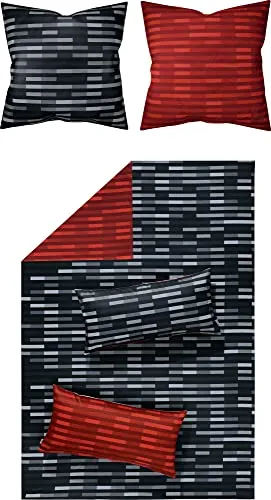 Looks by Wolfgang Joop Wendebettwäsche Feinflanell 155x220 cm - Wendebettwäsche im modernen Streifen Design aus 100% Baumwolle, pflegeleicht und ideal für gemütliche Nächte.