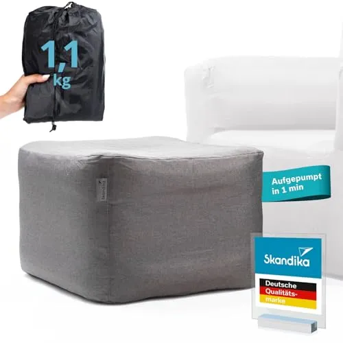 Skandika Easy Air Premium aufblasbarer Hocker | Ideal für Outdoor & Camping - Praktischer aufblasbarer Hocker von Skandika, perfekt für Camping, Strand oder Garten. Schnell mit USB-Pumpe aufpumpbar, leicht und tragbar, bis 100 kg belastbar. Komfortabler Bezug, abnehmbar und waschbar.