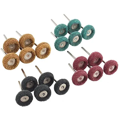 Futheda 20 Stück 3 MM Finishing Abrasiv Schaft Edelstahl Stärkungszauber Polieren Polieren Compound Zubehör Räder Set Tasse Pen Drahtbürste für Dremel Rotary Werkzeug ， 80 ， 150 ， 240 ， 300 Körnung