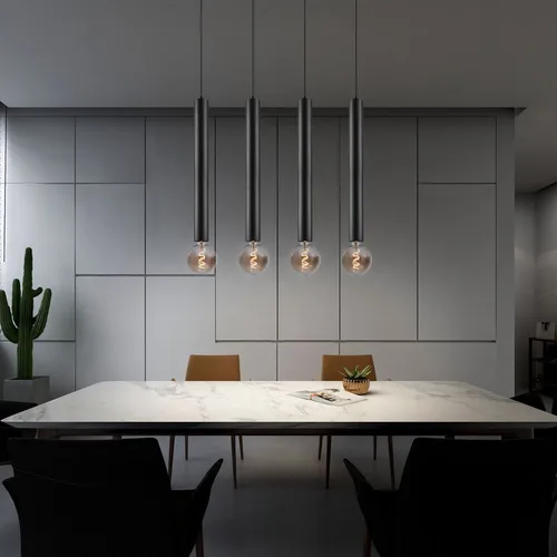 Hängelampe 4 Flammig Pendelleuchte Höhenverstellbar - Lampen, zeitloses Design in schwarz matt, ideal für Esstische, mit 4 E27 Fassungen für individuelle Lichtgestaltung und höhenverstellbar für optimale Anpassung.