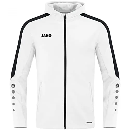 Jako Kapuzenjacke Power Weiß 44 - Funktionsjacke für Damen aus hochwertigem Bonded-Polyester-Fleece mit weicher Fleece-Innenseite für optimalen Tragekomfort. Ideal für Sport und Freizeit, ausgestattet mit Reißverschlusstaschen und modernem Design.