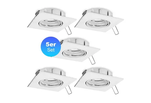 HEITRONIC Lampenfassung Einbaustrahler GU5,3 / MR16 bis 35 Watt, (5-St), schwenkbar um je 30°, einfache Montage, Aluminium