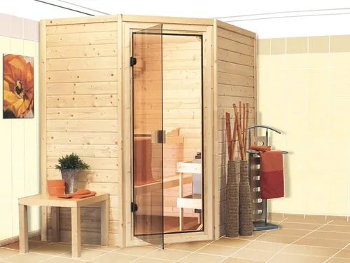 KARIBU Massivholzsauna Katie 38 mm Fichte für 1-2 Personen