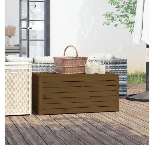 Gartenbox Honigbraun 101x50,5x46,5 cm - Auflagenbox aus massivem Kiefernholz, ideal für die Aufbewahrung von Gartenutensilien, wetterfest und pflegeleicht.