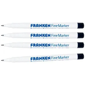 FRANKEN Fine Whiteboard-Marker schwarz 0,7 mm, 4 St.