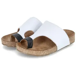 Haflinger Damen Bio Anka Zehentrenner - Mehrfarbig (Weiß/Schwarz 2335) - Damen-Zehentrenner aus hochwertigem Echtleder, bequem und nachhaltig, ideal für den Sommer.