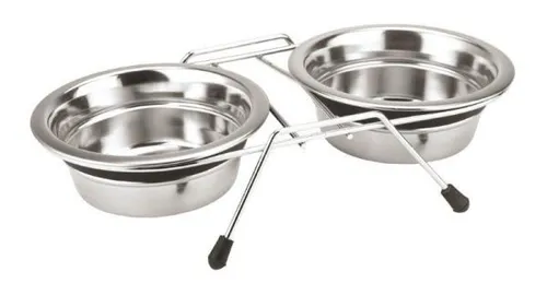 Nobby Doppel-Hundenapf Edelstahl Silent Diner 2x 16,5 cm - 700 ml silber