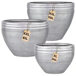 3er Set Blumentöpfe Calvino Silber von Marrakesch Orient & Mediterran Interior