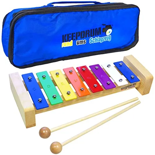 keepdrum KGS Pro Kinder Glockenspiel aus Holz mit Tasche