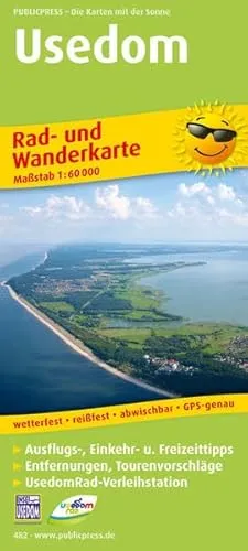 Usedom: Rad- und Wanderkarte mit Ausflugszielen, Einkehr- & Freizeittipps, wetterfest, reissfest, abwischbar, GPS-genau. 1:60000: Mit Ausflugszielen, ... 1:60000 (Rad- und Wanderkarte / RuWK)