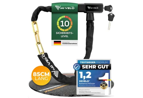MIVELO Kettenschloss mit Schlüssel 85 cm - Sicher & Robust - Robustes MIVELO Fahrradschloss aus Vierkantstahl – ideal für Fahrrad, E-Bike & E-Scooter. Maximale Sicherheit durch gehärtete Materialien und einfache Handhabung. Perfektes Zubehör für sorgenfreies Fahren!