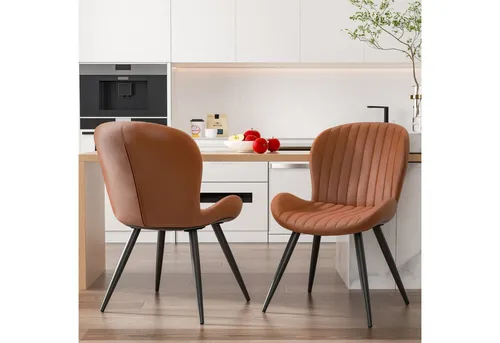 Hawthyhome Esszimmerstühle 2er Set – Polsterstuhl mit Metallbeinen in Braun