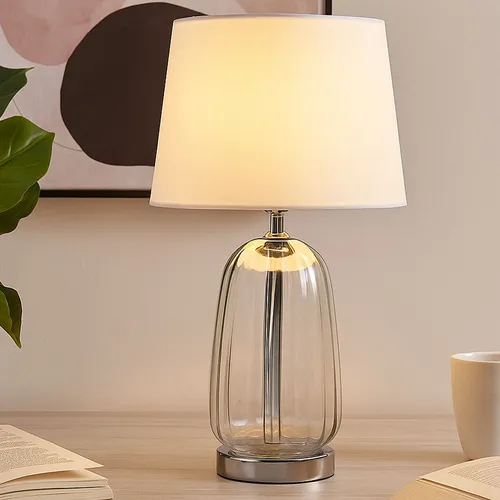 Elegante Tischleuchte mit verchromtem Metallkorpus - Tischleuchten – Stilvolle Tischlampe mit warmweißem LED-Licht (7W, 560Lm) und modernem Design, ideal für gemütliche Atmosphäre in Wohnzimmer, Schlafzimmer oder Flur.