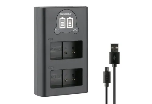 Blumax Dual LCD Ladegerät, für Panasonic DMW-BLC12 USB-C Kamera-Ladegerät