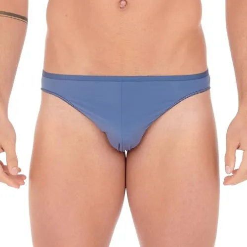 HOM Herren Plumes Micro Briefs Unterwäsche, Blau Jeans, M EU - Herren-Slips aus weicher Mikrofaser, extrem dünn und federleicht, für unsichtbaren Tragekomfort unter der Kleidung.