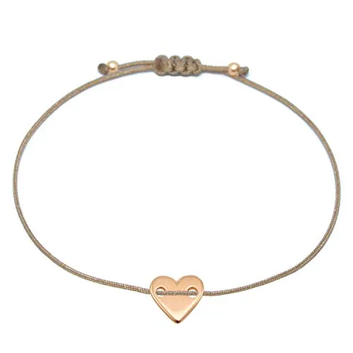 Selfmade Jewelry Armband Damen Herz Roségold Größenverstellbares Makramee Armbändchen mit Herzchen handmade Inkl. Geschenk-Verpackung