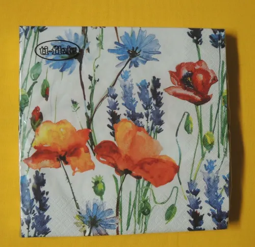 Servietten Klatschmohn Kornblumen 1 Packung OVP  ti-flair  Blumen Sommer Mohn 20