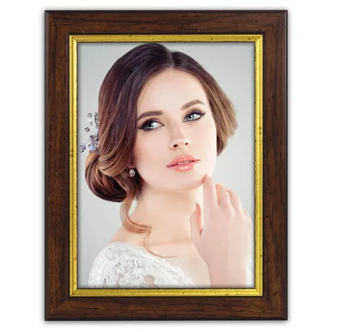 matches21 HOME & HOBBY Bilderrahmen Vintage Holz Bilderrahmen rechteckig braun-weiss für 15x20 cm, Wand-Deko Fotorahmen im Hochformat, Querformat zum Stellen, Hängen