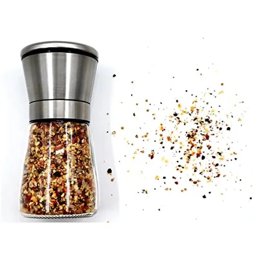 Salz-Und PfeffermüHle, Hochwertige GewüRzmüHle Aus Edelstahl Mit Einstellbarer Dicke, Ergonomische Manuelle PfeffermüHle FüR Die KüChe, Einzelverpackung (Short)