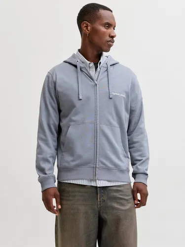 Jack & Jones Kapuzensweatshirt JORNORREBRO EMB SWEAT ZIP HOOD NOOS – Modisches Sweatshirt in Blau - Stylisches Kapuzensweatshirt mit Kängurutasche und Reißverschluss. Angenehm zu tragendes Material aus Baumwoll-Mischung, perfekt für entspannte Tage.